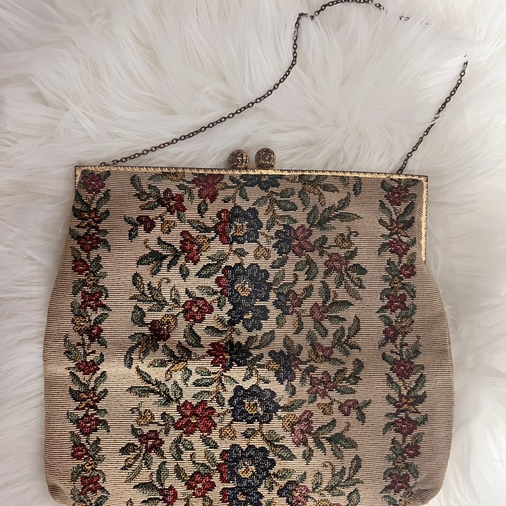 delill, vintage clutch flower print,  used in two ways - Picture 7 of 8